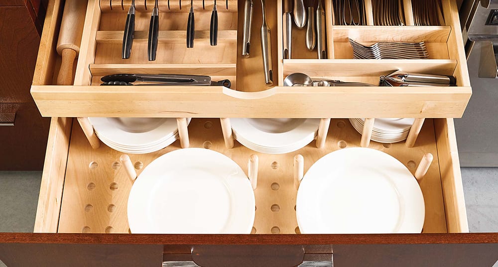 custom, lowered kitchen cabinets